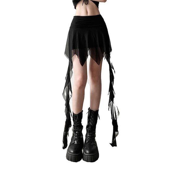 Dresses & Skirts - 7831 Gothic Grunge Mini Skirt Goth Fashion Slim Fit Knee Length High